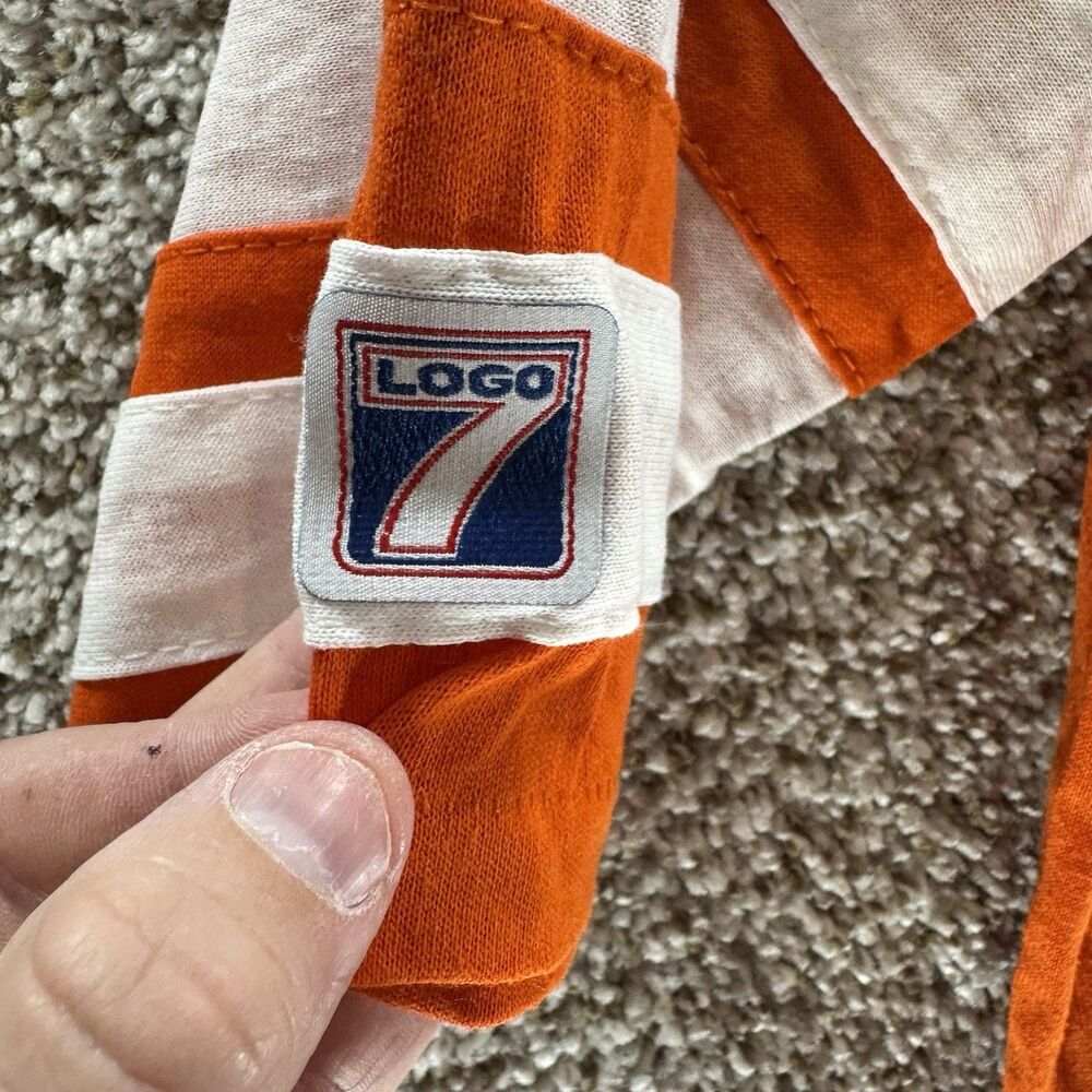Vintage 80s Clemson Tigers Shirt Mens Medium‎ Orange Logo 7 Raglin Deadstock USA - Picture 12 of 15